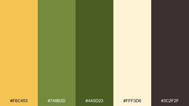 citrus moss color palette with hex codes