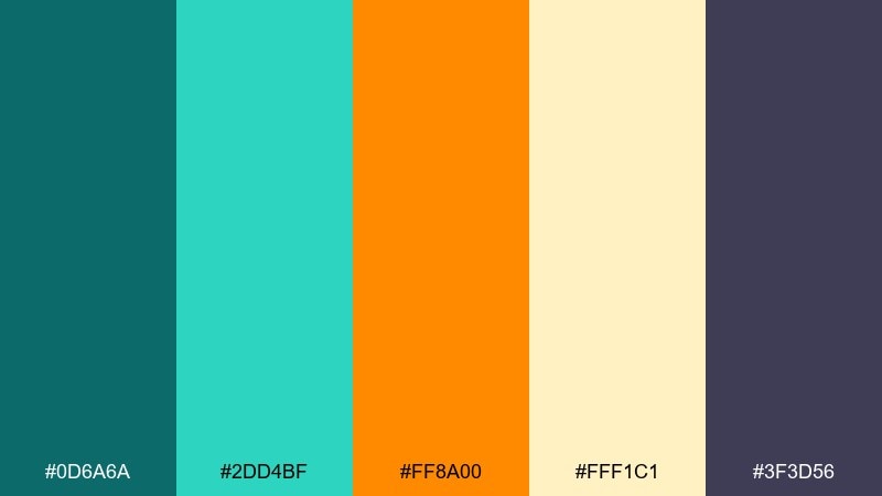 citrus punch color palette with hex codes