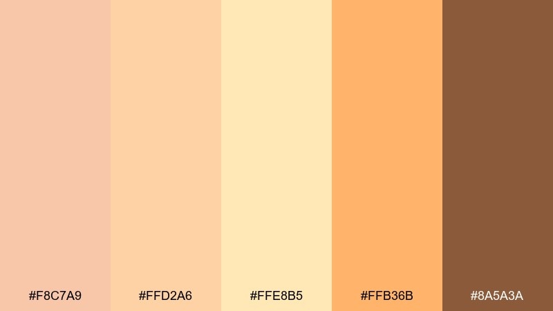 citrus sherbet light apricot color palette with hex codes
