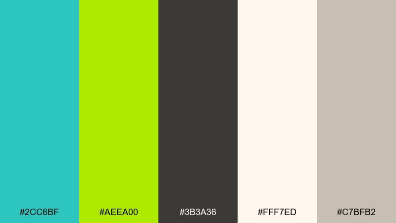 citrus shore neutrals turquoise lime green color palette with hex codes