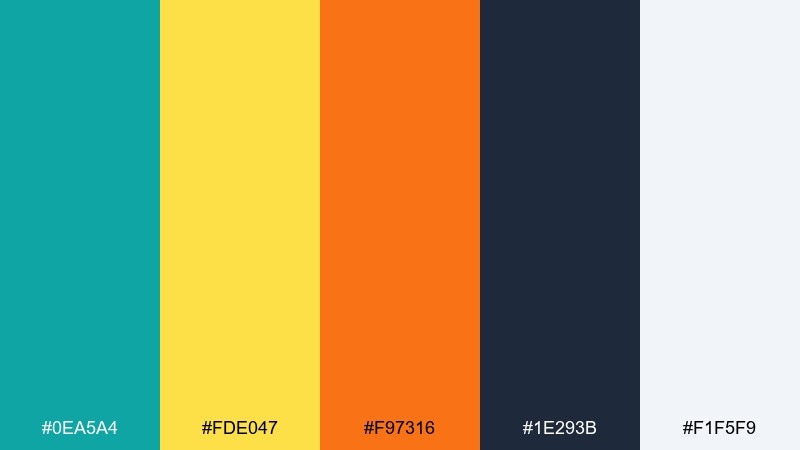 citrus teal blueprint infographic color palette with hex codes