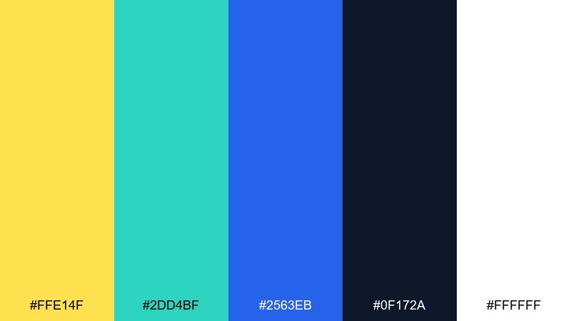 citrus tide yellow teal blue color palette with hex codes