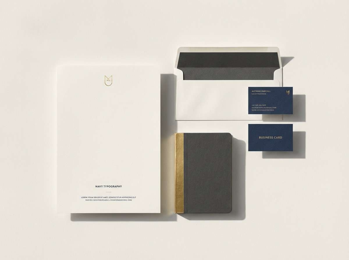 navy and cream stationery