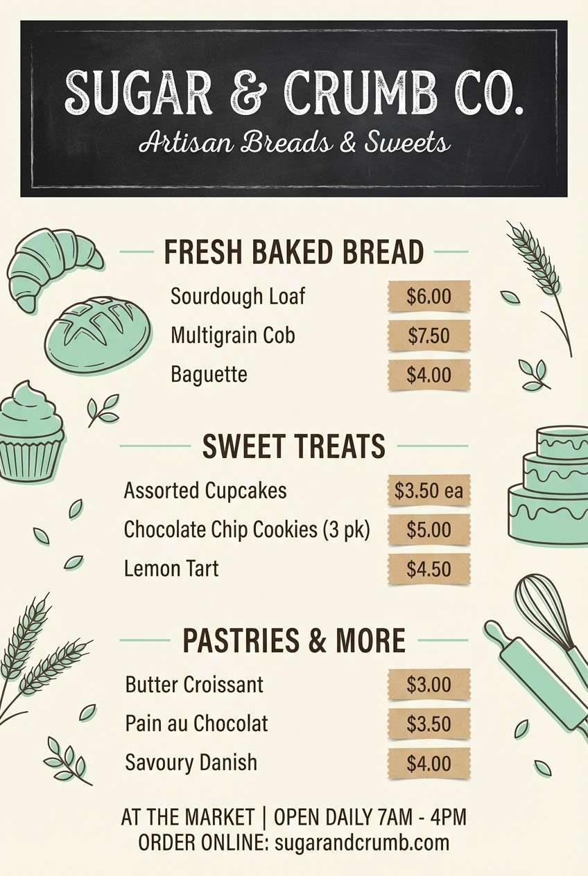 mint bakery flyer