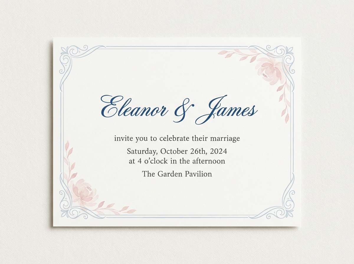 blue wedding invitation