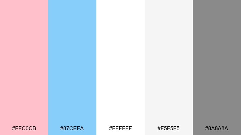 classic pink blue white gender reveal color palette with hex codes