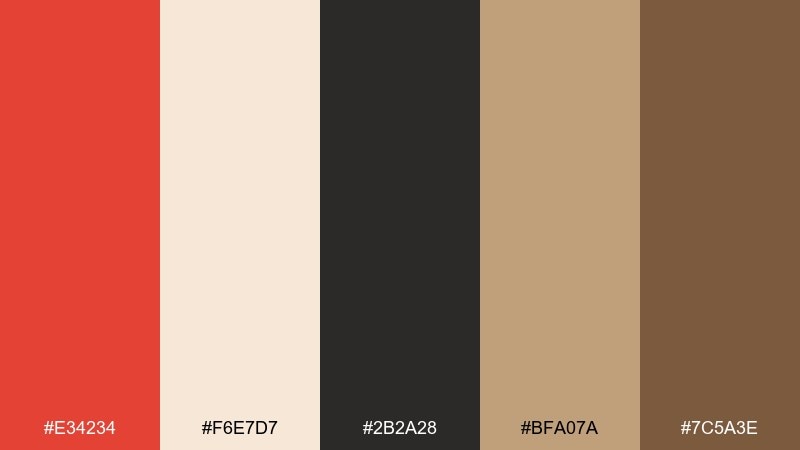 classic seal vermilion color palette with hex codes