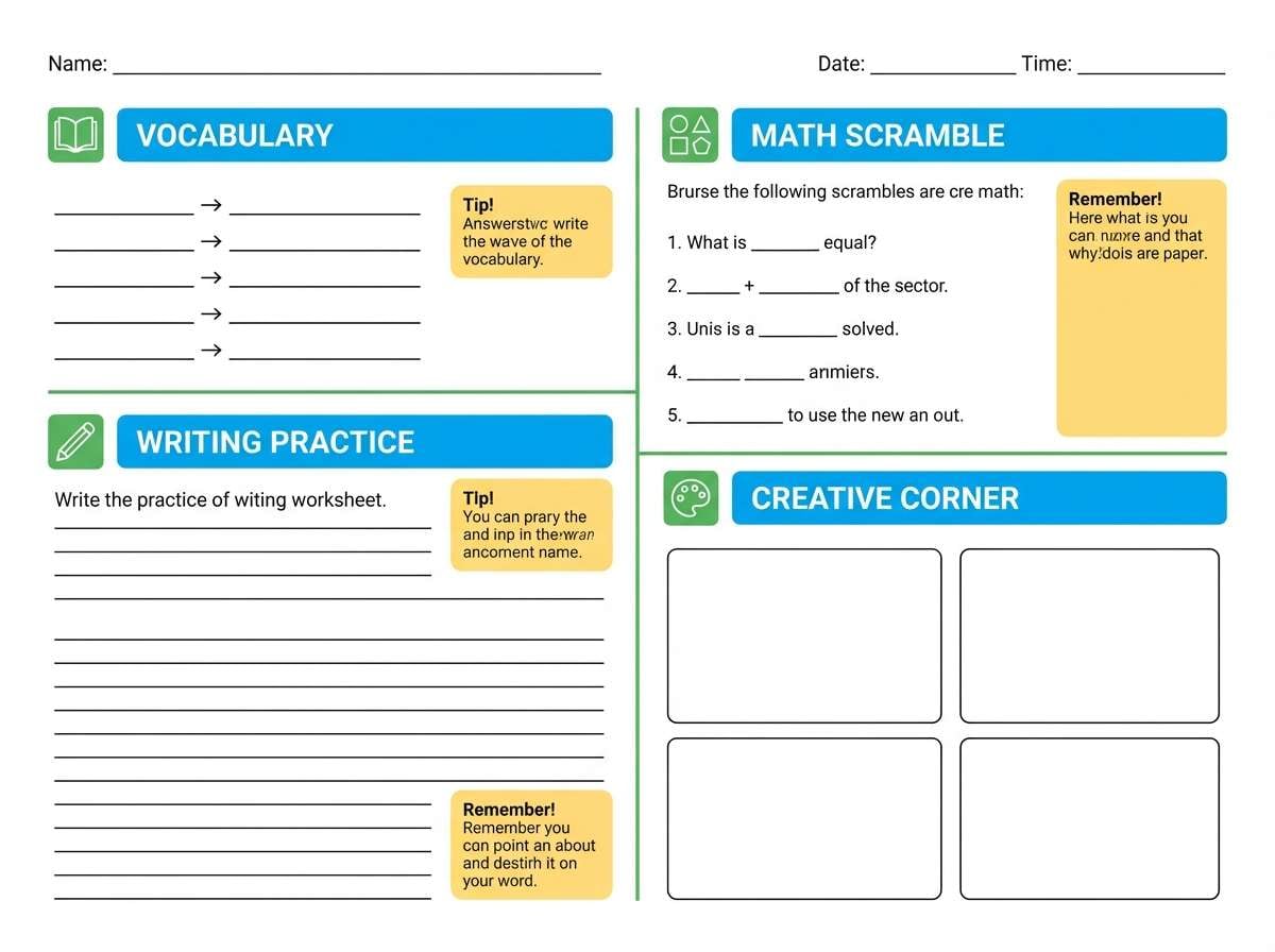 classroom worksheet template