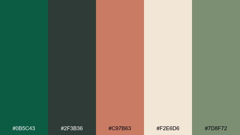 clay and canopy phthalo green color palette with hex codes