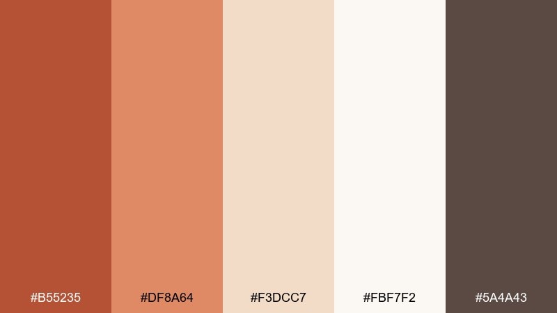 clay and cream carnelian color palette with hex codes