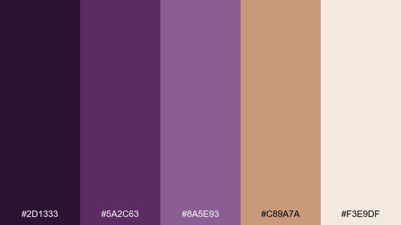 clay and crystal amethyst color palette with hex codes