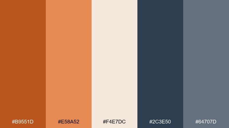 clay and slate dark orange color palette with hex codes