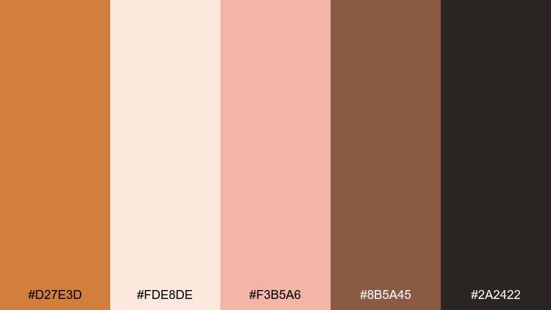 clay blossom raw sienna color palette with hex codes