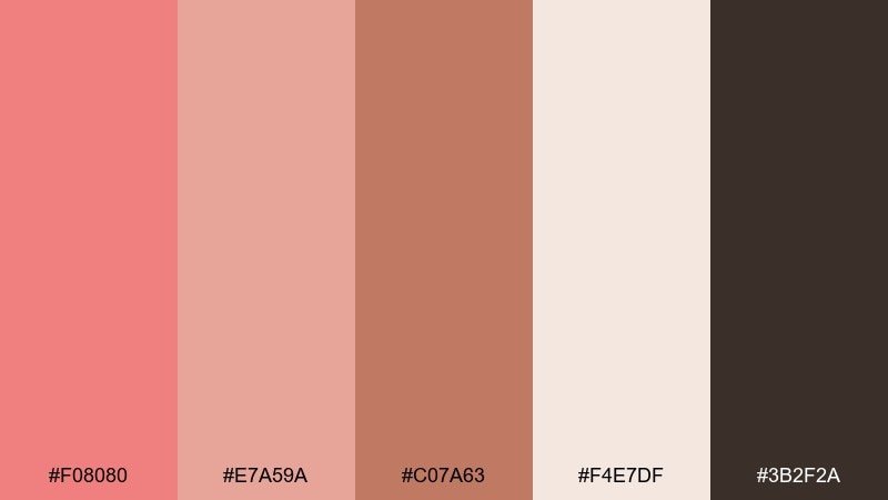 clay blush studio light coral color palette with hex codes