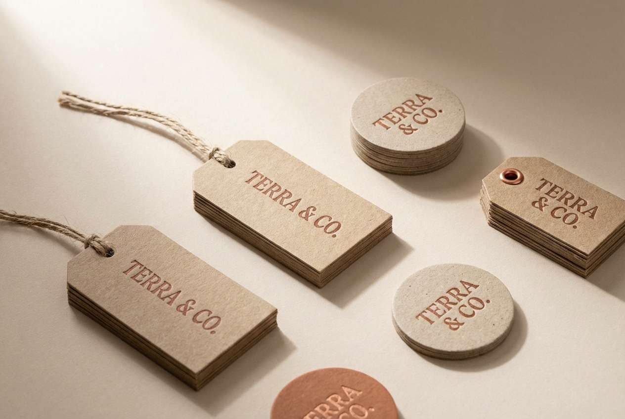 handmade tags in copper tones