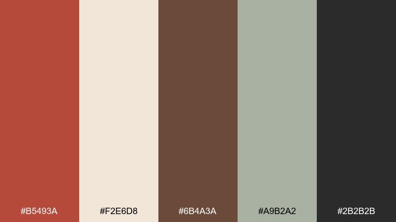 clay hearth brick red color palette with hex codes