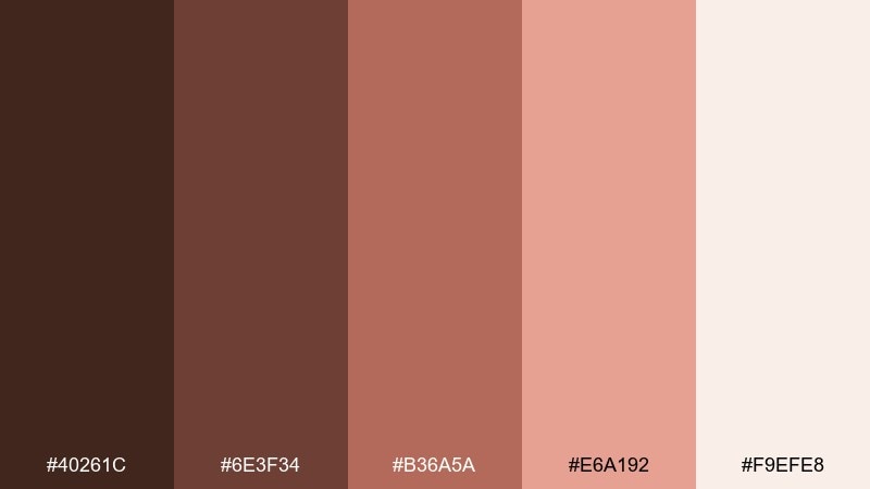 clay petal brown peach color palette with hex codes