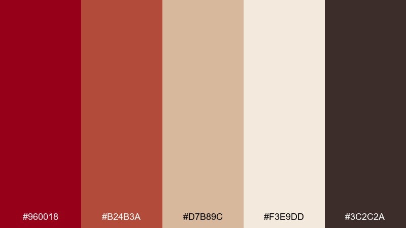 clay terracotta harmony carmine color palette with hex codes