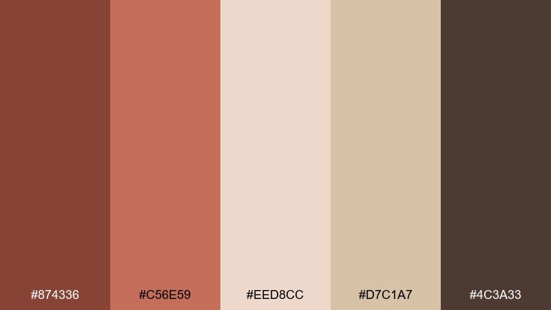 clay terracotta whisper chestnut color palette with hex codes