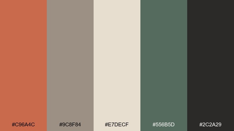 claystone landscape burnt sienna color palette with hex codes