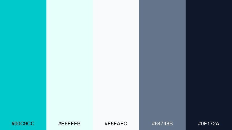 clean clinic aqua bright turquoise color palette with hex codes