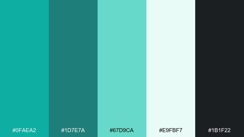 clean dashboard green turquoise color palette with hex codes