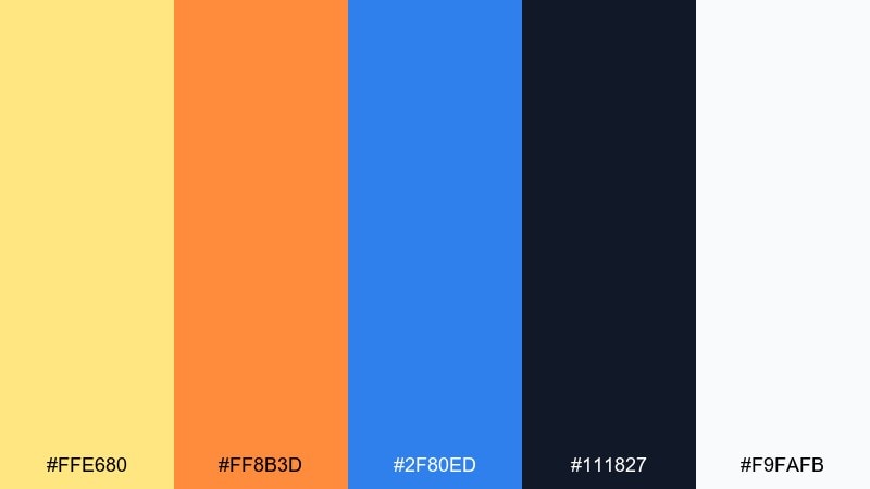 clean infographic yellow orange blue color palette with hex codes