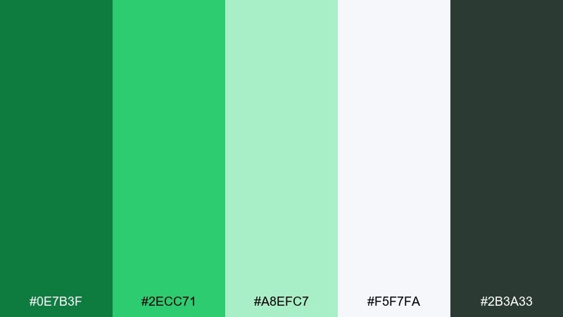clean saas green shamrock color palette with hex codes