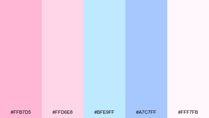 cloud spun pastels cotton candy color palette with hex codes