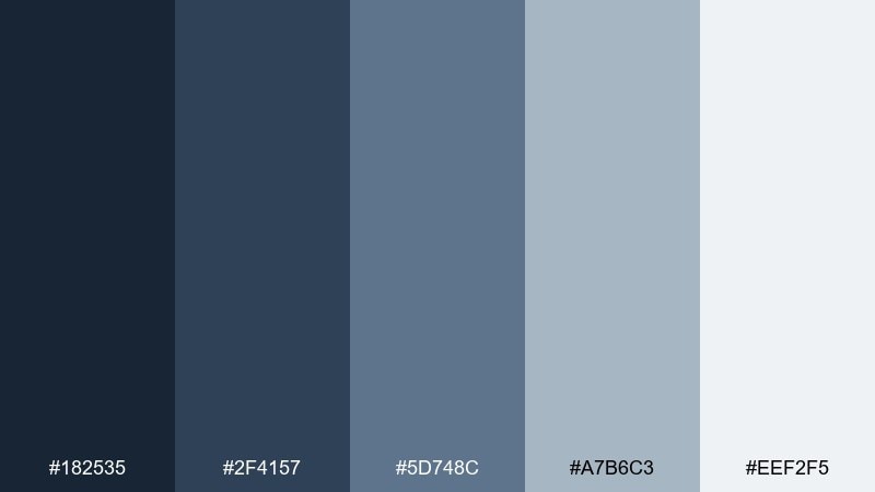 clouded navy color palette with hex codes