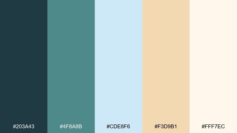 cloudy blue crepe color palette with hex codes