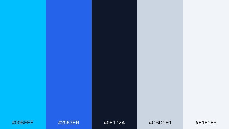 cloudy blueprint deep sky blue color palette with hex codes