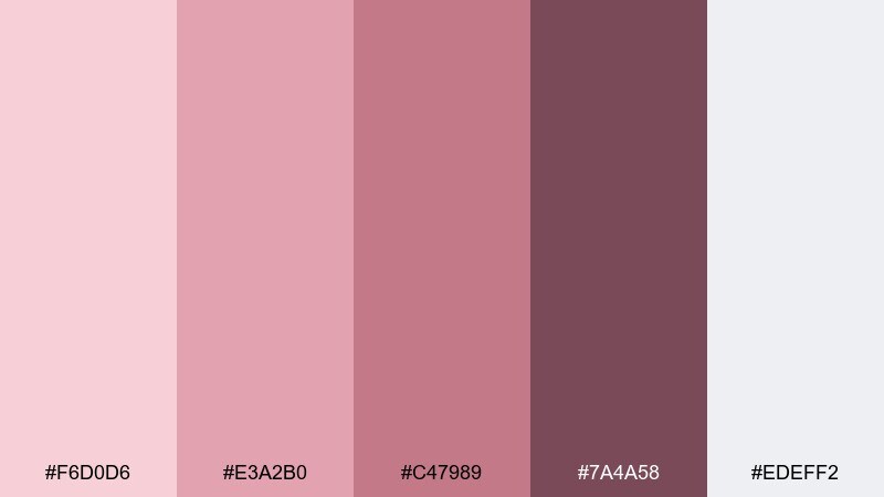 cloudy cherry rose blush color palette with hex codes
