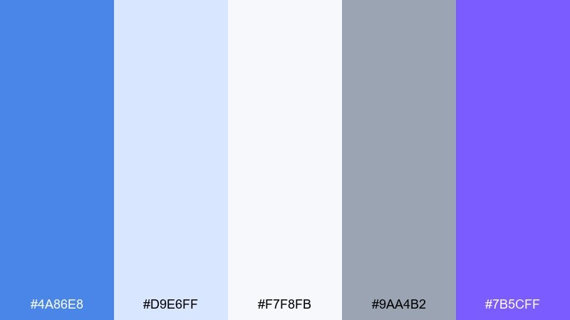 cloudy cornflower medium blue color palette with hex codes