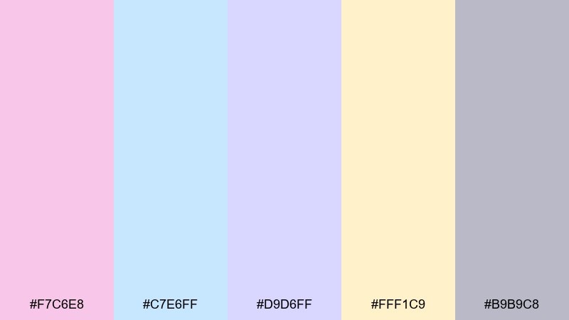 cloudy cotton candy kids color palette with hex codes