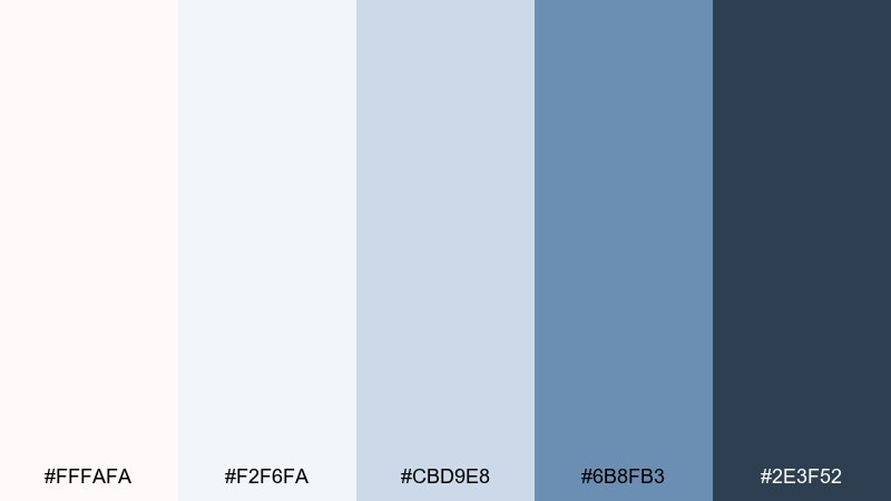 cloudy denim snow white color palette with hex codes
