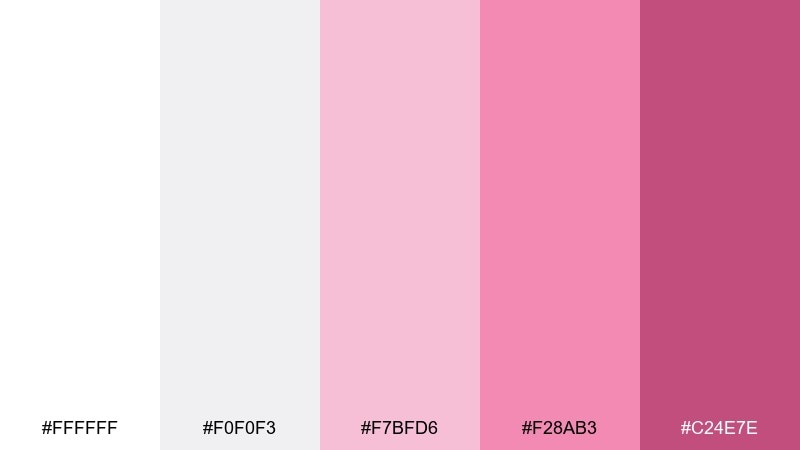 cloudy flamingo color palette with hex codes