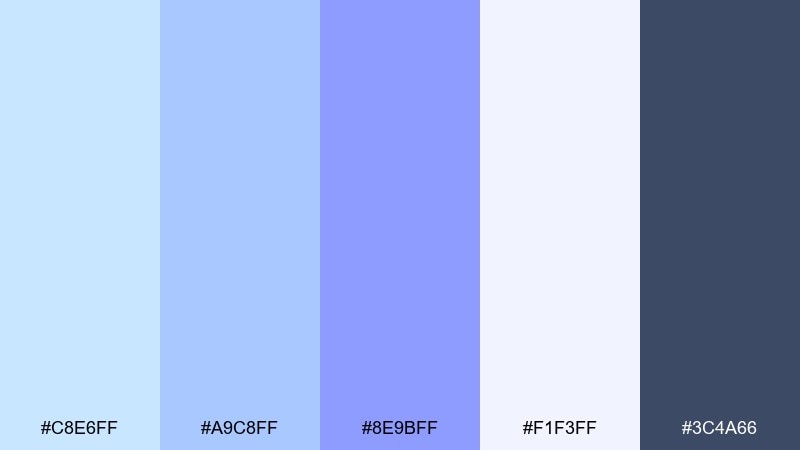 cloudy hydrangea light blue color palette with hex codes