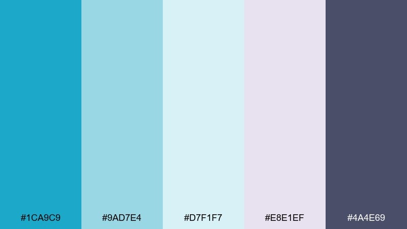 cloudy lagoon pacific blue color palette with hex codes