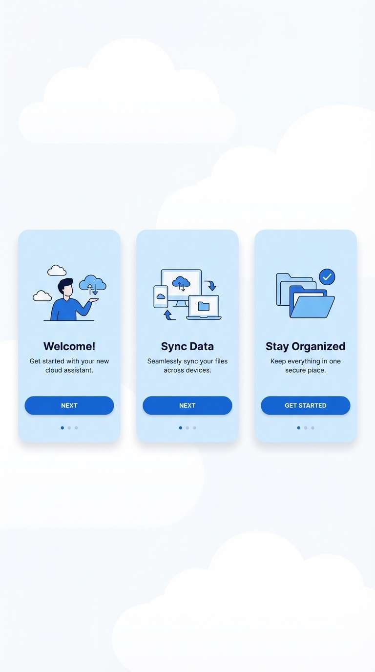 blue onboarding ui screens