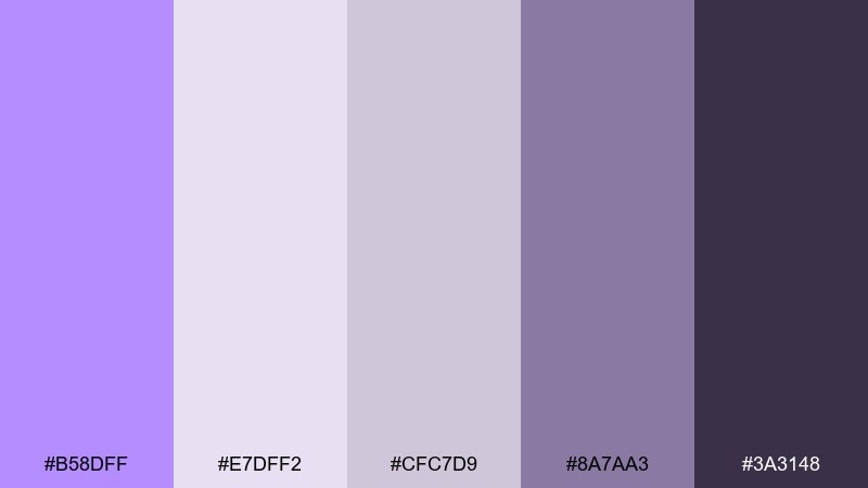 cloudy mauve neutrals bright lavender color palette with hex codes