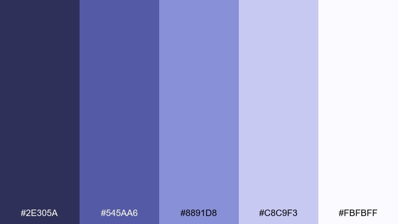 cloudy periwinkle blue rose color palette with hex codes