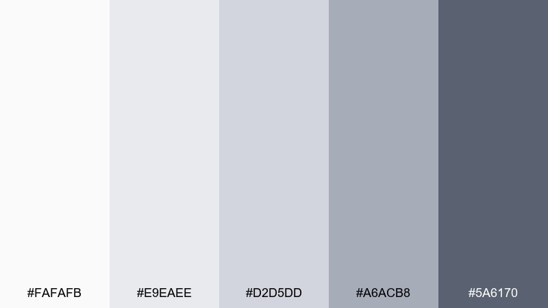 cloudy quartz snow color palette with hex codes