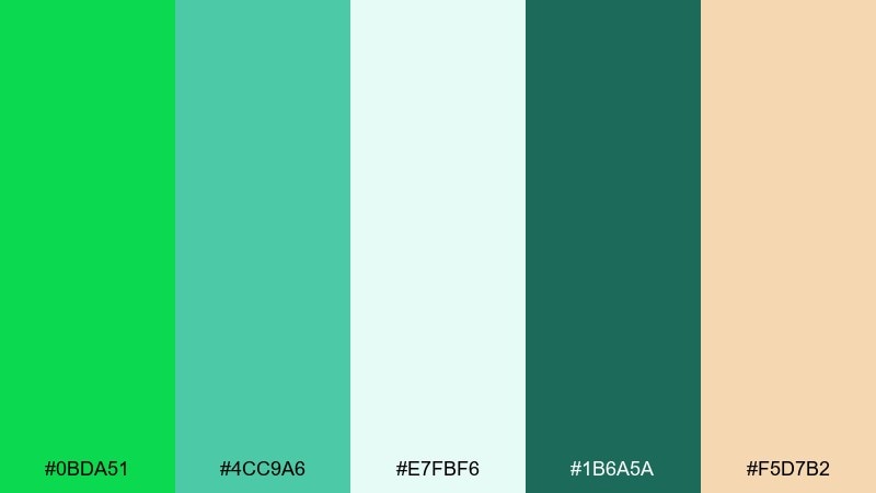coastal aloe malachite color palette with hex codes