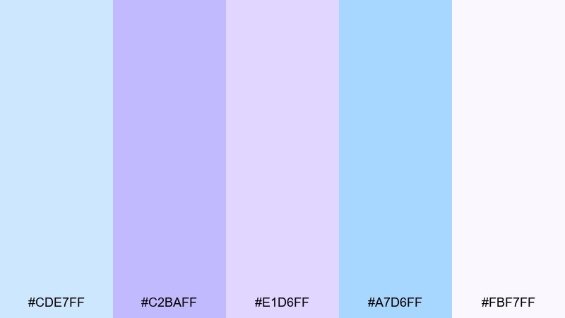 coastal amethyst pastel blue purple color palette with hex codes