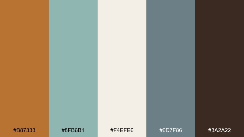 coastal bronze drift color palette with hex codes