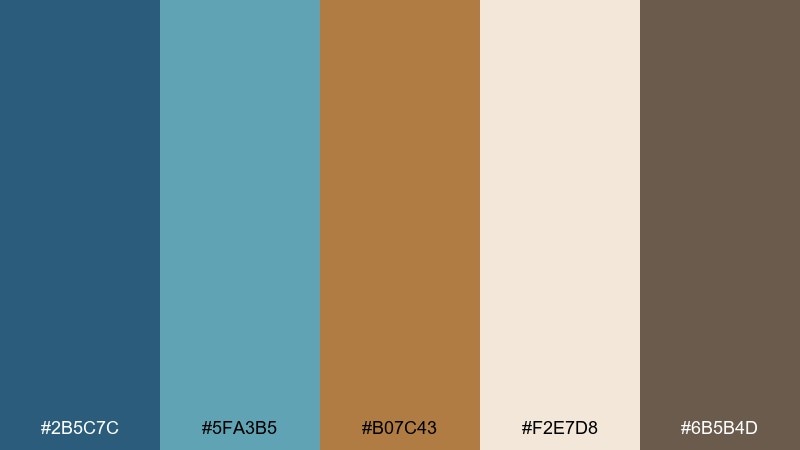 coastal bronze mist blue bronze color palette with hex codes