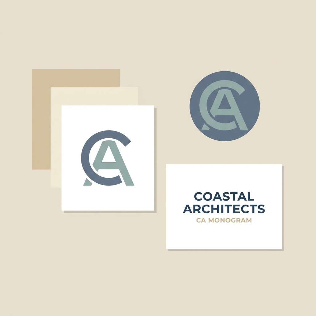 coral reef color tone coastal logo and card