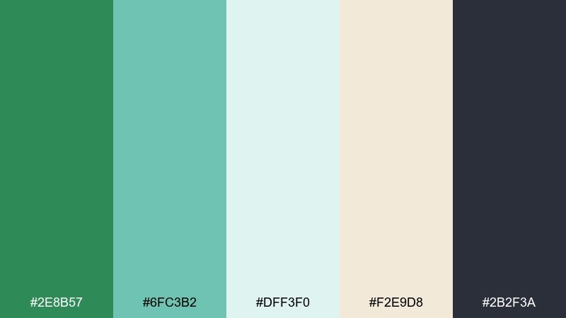 coastal calm sea green color combination with hex codes
