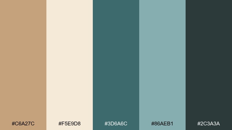 coastal camel color palette with hex codes
